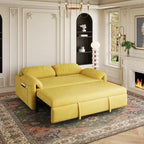 TUYOHW 54-inch Modern Convertible Sofa,Velvet Sofa Bed with Storage Pockets,Retractable 2-in-1 Loveseat for Living Room,Small Space