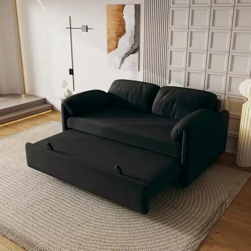TUYOHW 54-inch Modern Convertible Sofa,Velvet Sofa Bed with Storage Pockets,Retractable 2-in-1 Loveseat for Living Room,Small Space
