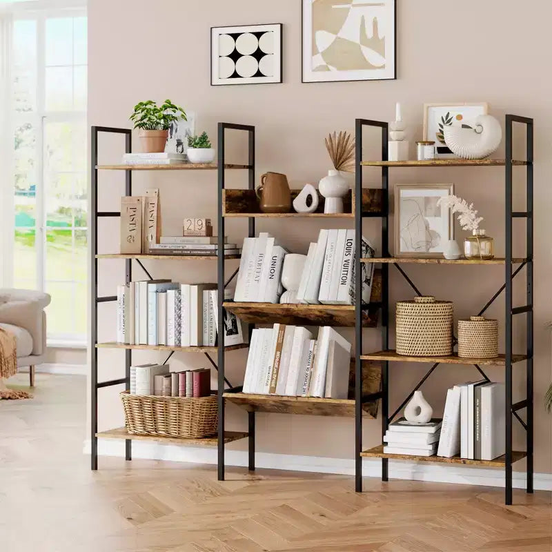 COZONY 3-Column Bookcase with Adjustable Shelves, Modern Storage Bookcase for Living Room Office Bedroom