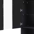 Modern TV Stand with LED Lights for 75 inch TV, Media Console Table with Tempered Glass Shelves and Non-heating Fireplace