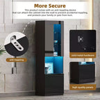 Modern TV Stand with LED Lights for 75 inch TV, Media Console Table with Tempered Glass Shelves and Non-heating Fireplace