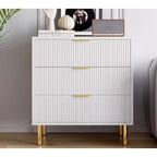 3Drawer Cabinet with Vertical Texture & Tapered Legs for Living Room