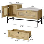 Rattan Shoe Bench with Storage, Entryway Bench with Flip Drawer Shoe Cabinet, Show Storage Bench for Hallway and Bedroom