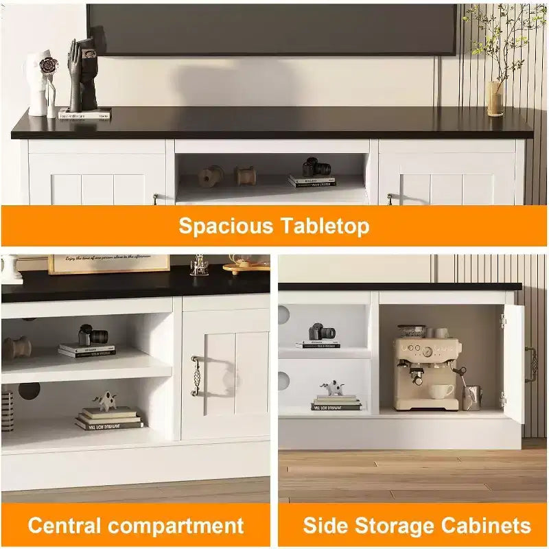 Modern Minimalist TV Stand,TVs Up to 65 Inches,Entertainment Center Console Table with Storage Cabinets and Shelves for Living Room
