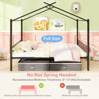 Costway Full Size Metal House Bed w/ 2 Fabric Drawers Heavy-Duty Platform Bed