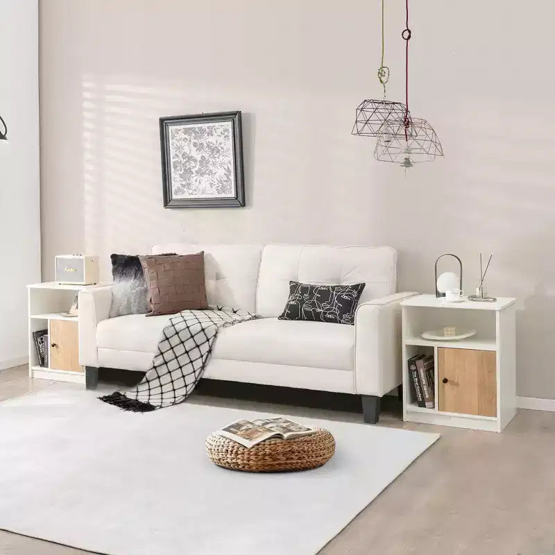 Costway 2 PCS Nightstands Side End Beside Table w/ Storage Shelf for Bedroom Living Room