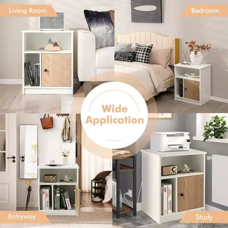 Costway 2 PCS Nightstands Side End Beside Table w/ Storage Shelf for Bedroom Living Room