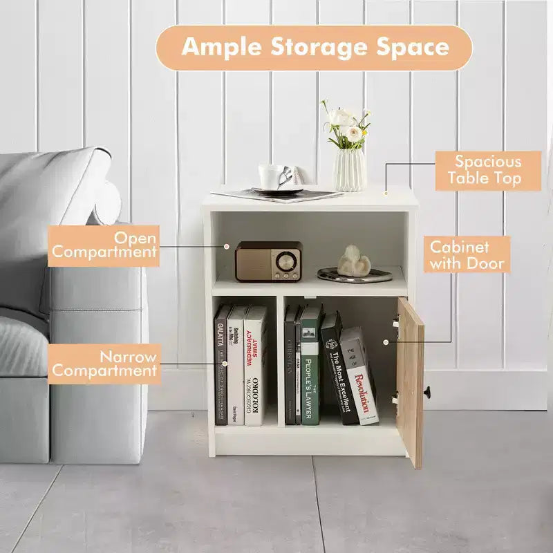 Costway 2 PCS Nightstands Side End Beside Table w/ Storage Shelf for Bedroom Living Room