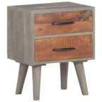 vidaXL Bedside Cabinet Gray 15.7x11.8x19.7 Solid Rough Mango Wood