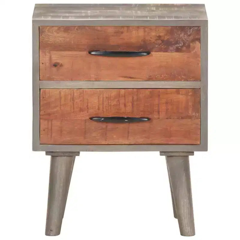 vidaXL Bedside Cabinet Gray 15.7x11.8x19.7 Solid Rough Mango Wood