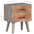vidaXL Bedside Cabinet Gray 15.7x11.8x19.7 Solid Rough Mango Wood