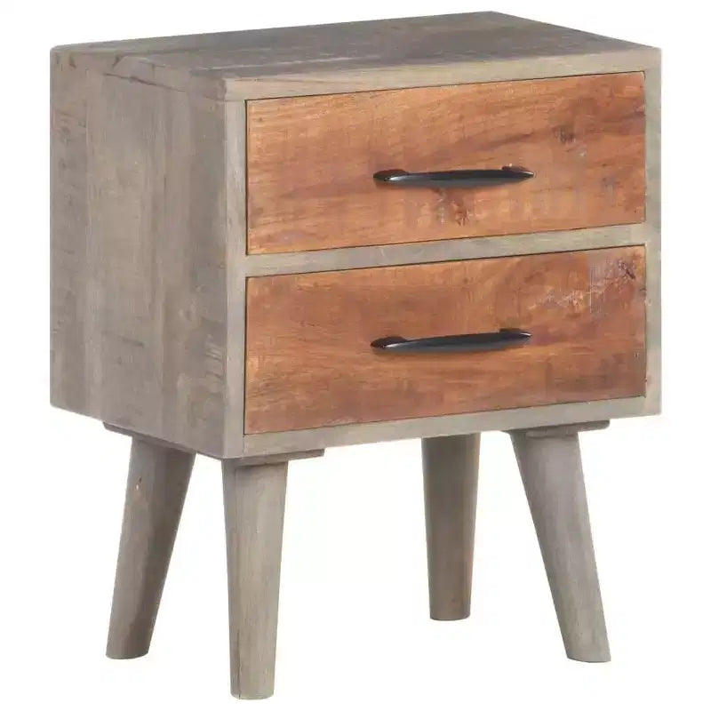 vidaXL Bedside Cabinet Gray 15.7x11.8x19.7 Solid Rough Mango Wood