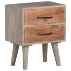 vidaXL Bedside Cabinet Gray 15.7x11.8x19.7 Solid Rough Mango Wood
