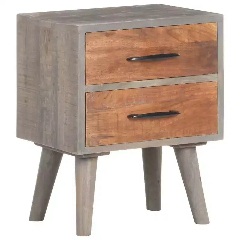 vidaXL Bedside Cabinet Gray 15.7x11.8x19.7 Solid Rough Mango Wood