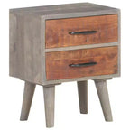vidaXL Bedside Cabinet Gray 15.7x11.8x19.7 Solid Rough Mango Wood