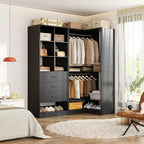 Besiost Lot de 2 systèmes de rangement de placard autoportants avec 4 tiroirs, organisateur de dressing avec tringle à vêtements
