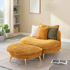 Fauteuil d'appoint moderne avec ottoman, canapé simple surdimensionné rembourré, fauteuil de salon profond avec repose-pieds pour chambre, salon, bureau