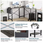 TUYOHW L Shaped Computer Desk for Gaming and Office,50''Corner Gaming Desk with CPU Stand & Side Pocket,Home Office Workstation