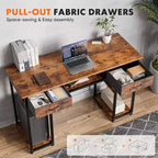 TUYOHW 48 Computer Desk with 2 Drawers,Writing Desk with Open Shelves for Vanity,Study,Gaming Desk for Home Office Dorm