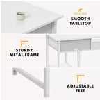 TUYOHW 48 Computer Desk with 2 Drawers,Writing Desk with Open Shelves for Vanity,Study,Gaming Desk for Home Office Dorm