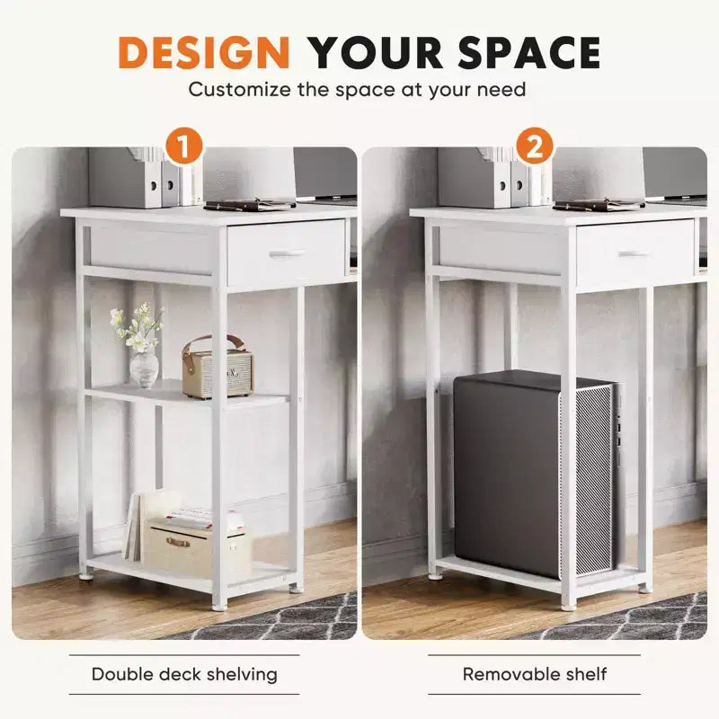 TUYOHW 48 Computer Desk with 2 Drawers,Writing Desk with Open Shelves for Vanity,Study,Gaming Desk for Home Office Dorm