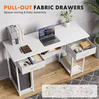 TUYOHW 48 Computer Desk with 2 Drawers,Writing Desk with Open Shelves for Vanity,Study,Gaming Desk for Home Office Dorm