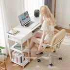 TUYOHW 48 Computer Desk with 2 Drawers,Writing Desk with Open Shelves for Vanity,Study,Gaming Desk for Home Office Dorm