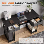 TUYOHW 48 Computer Desk with 2 Drawers,Writing Desk with Open Shelves for Vanity,Study,Gaming Desk for Home Office Dorm