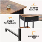TUYOHW 48 Computer Desk with 2 Drawers,Writing Desk with Open Shelves for Vanity,Study,Gaming Desk for Home Office Dorm