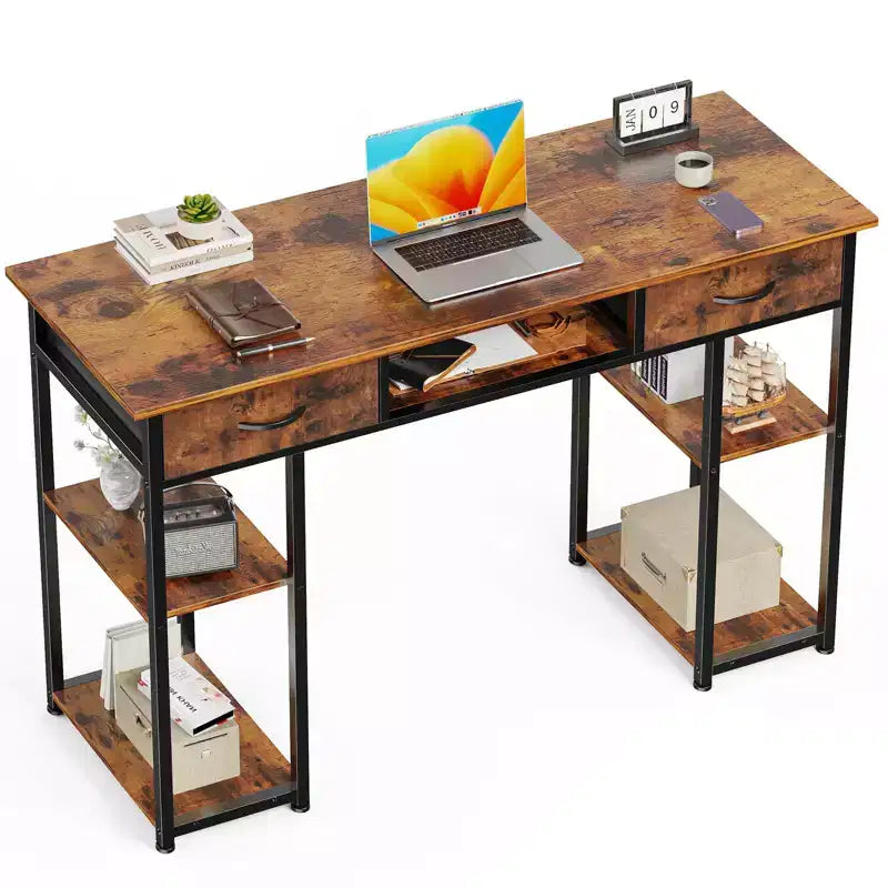 TUYOHW 48 Computer Desk with 2 Drawers,Writing Desk with Open Shelves for Vanity,Study,Gaming Desk for Home Office Dorm