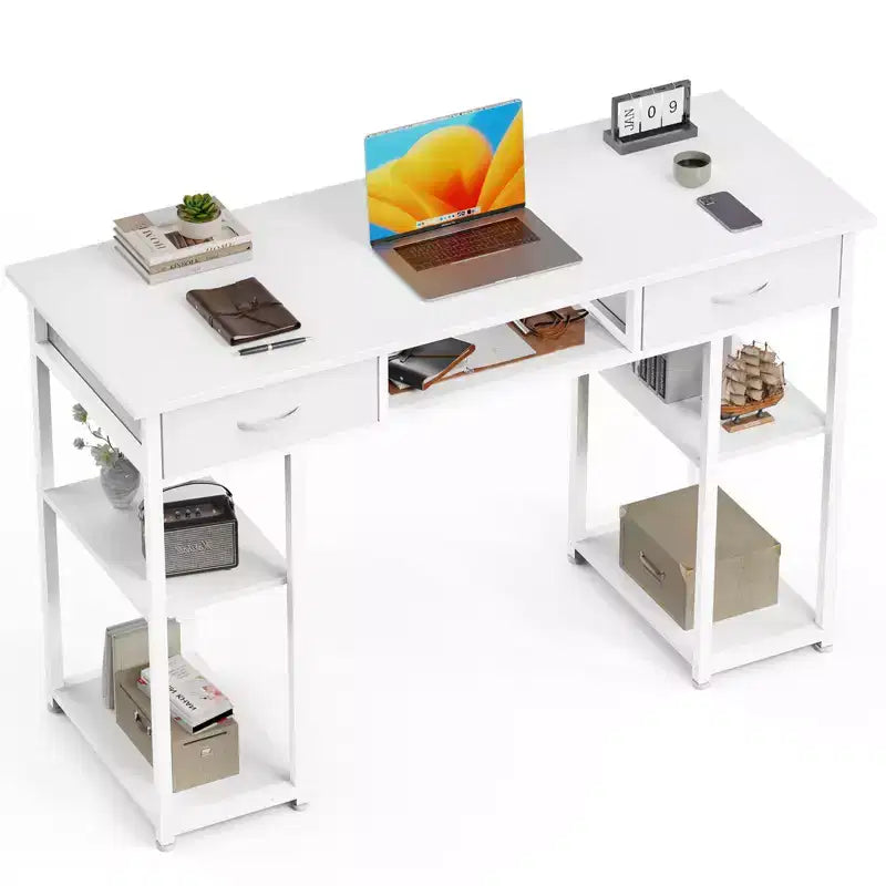 TUYOHW 48 Computer Desk with 2 Drawers,Writing Desk with Open Shelves for Vanity,Study,Gaming Desk for Home Office Dorm