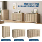 Acekool 6 Drawer Dresser, Modern Wood Storage Cabinet for Bedroom, Living Room, Natural Finish, 54 Inch