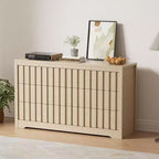 Acekool 6 Drawer Dresser, Modern Wood Storage Cabinet for Bedroom, Living Room, Natural Finish, 54 Inch
