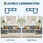 84 Inch Sleeper Sofa Couch, L-Shaped Sofa, Convertible Pull Out Sofa Bed with Storage, Charging Station, Led Lights, Modern Sectional Sofa for Room