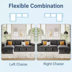 84 Inch Sleeper Sofa Couch, L-Shaped Sofa, Convertible Pull Out Sofa Bed with Storage, Charging Station, Led Lights, Modern Sectional Sofa for Room
