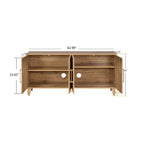 Sideboard Buffet, Wood Floor Cabinet With Carved Flower Door, Metal Handle, Freestanding Sideboard