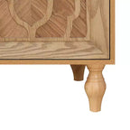 Sideboard Buffet, Wood Floor Cabinet With Carved Flower Door, Metal Handle, Freestanding Sideboard