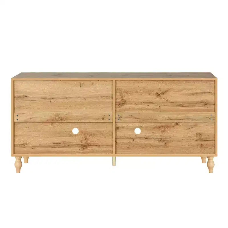 Sideboard Buffet, Wood Floor Cabinet With Carved Flower Door, Metal Handle, Freestanding Sideboard