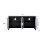 Sideboard Buffet, Wood Floor Cabinet With Carved Flower Door, Metal Handle, Freestanding Sideboard