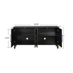 Sideboard Buffet, Wood Floor Cabinet With Carved Flower Door, Metal Handle, Freestanding Sideboard