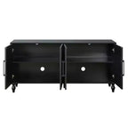 Sideboard Buffet, Wood Floor Cabinet With Carved Flower Door, Metal Handle, Freestanding Sideboard