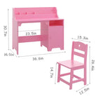 Wooden Study Writing Table with Chair and Cabinet for Children