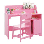 Wooden Study Writing Table with Chair and Cabinet for Children