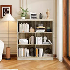6 Cube Storage Organizer, 3 Tiers Display Shelf, Cubby Bookshelf, Modern Bookcase, Wooden Open Bookshelf for Bedroom, Classroom, Office