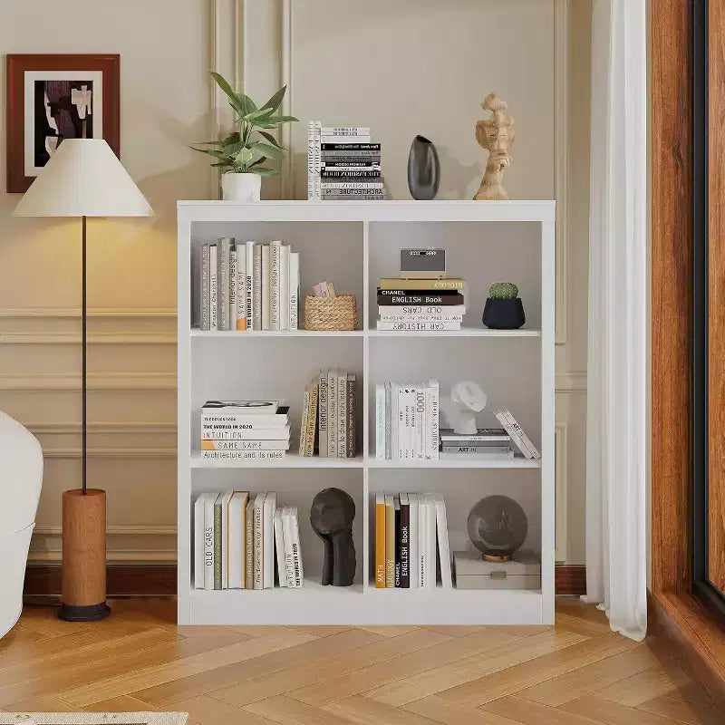 6 Cube Storage Organizer, 3 Tiers Display Shelf, Cubby Bookshelf, Modern Bookcase, Wooden Open Bookshelf for Bedroom, Classroom, Office