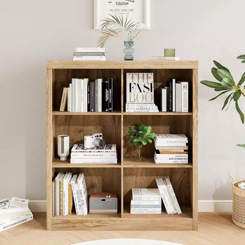 6 Cube Storage Organizer, 3 Tiers Display Shelf, Cubby Bookshelf, Modern Bookcase, Wooden Open Bookshelf for Bedroom, Classroom, Office