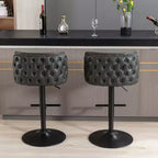 TUYOHW Swivel Counter Height Bar Stools Set of 2,PU Leather Bar Chairs with Tufted Back,Adjusatble Height Dining Chairs for Kitchen,Home Bar