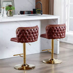 TUYOHW Swivel Counter Height Bar Stools Set of 2,PU Leather Bar Chairs with Tufted Back,Adjusatble Height Dining Chairs for Kitchen,Home Bar