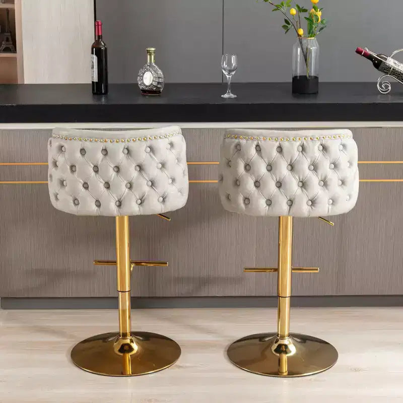 TUYOHW Swivel Counter Height Bar Stools Set of 2,PU Leather Bar Chairs with Tufted Back,Adjusatble Height Dining Chairs for Kitchen,Home Bar