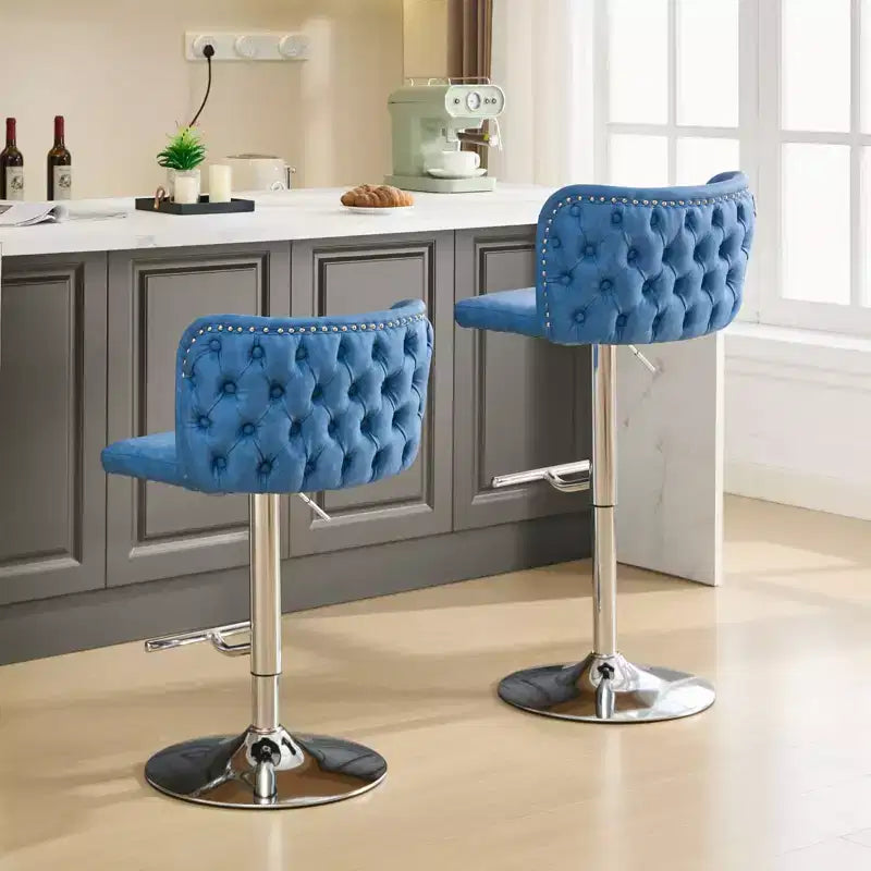 TUYOHW Swivel Counter Height Bar Stools Set of 2,PU Leather Bar Chairs with Tufted Back,Adjusatble Height Dining Chairs for Kitchen,Home Bar